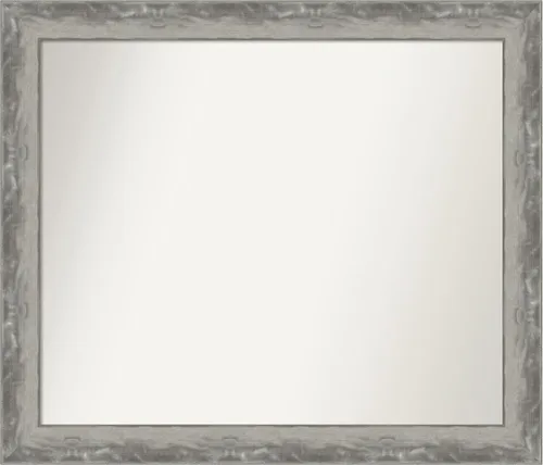Miniatura 523 de Amanti Art Espejo de baño plateado para sobre el fregadero, 24 x 24 pulgadas, espejo cuadrado de peltre forjado a medida, marco de madera casual