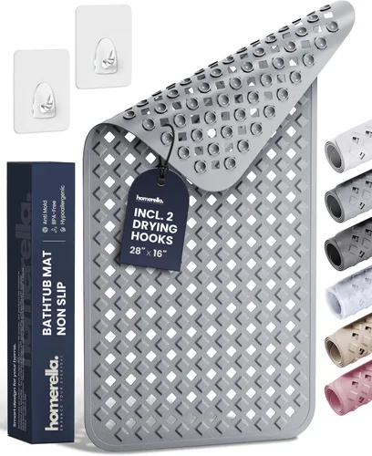 Miniatura 10 de Homerella® Alfombrilla de Bañera Antideslizante 35x16, Incl. Ganchos para Secar, Extra Larga, 100% Libre de BPA, Alfombrilla de Ducha Antideslizante