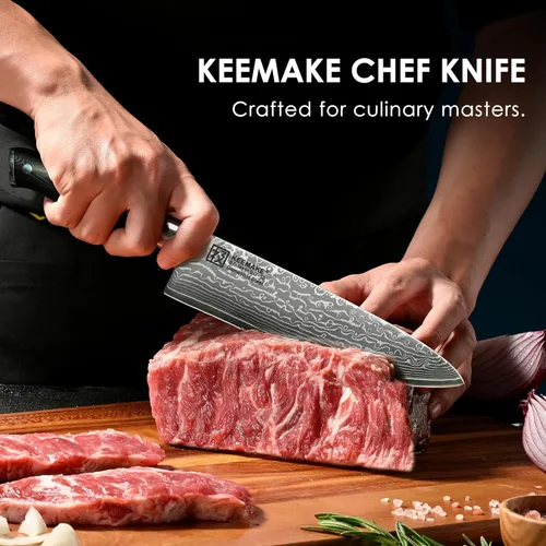 Miniatura 6 de KEEMAKE Cuchillo de chef de Damasco, cuchillo de cocina de 8 pulgadas, cuchillo de damasco de 67 capas, cuchillos de cocina profesionales con núcleo