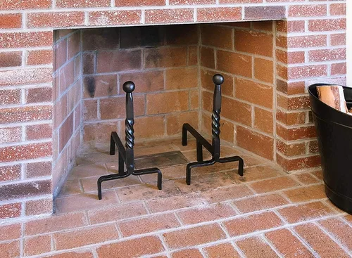 Miniatura 4 de Minuteman International Extremo de bola de hierro forjado chimenea andirons par, negro