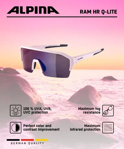 Miniatura 5 de ALPINA Gafas de ciclismo que mejoran el contraste y a prueba de roturas para hombres y mujeres, 100% protección UV, RAM HR Q-LITE, rosa claro mate