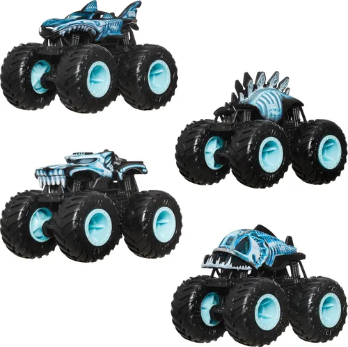Miniatura 9 de Hot Wheels Monster Trucks, juego de 12 camiones monstruo de juguete fundidos a presión a escala 1:64 para niños y coleccionistas, los estilos pueden
