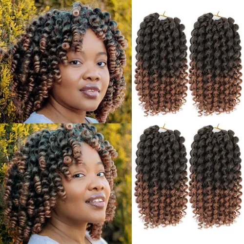Miniatura 12 de Cabello Jamaicano de ganchillo para mujeres negras, 4 paquetes de 72 raíces, color negro natural, rizos de ganchillo corto preanudado