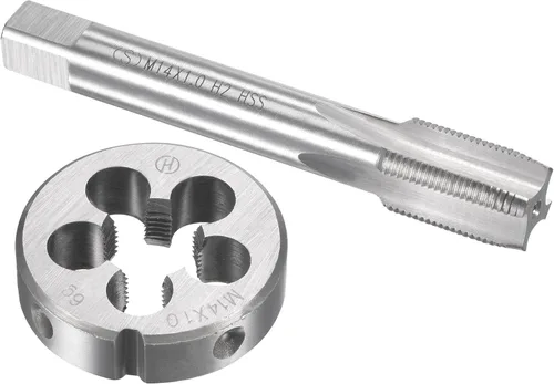 Miniatura 7 de uxcell M13 x 0.039 in Juego de llaves métricas y troqueles, rosca de máquina con troquel de roscado redondo, kit de grifo y troquelado