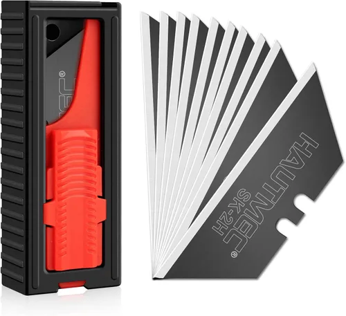 HAUTMEC SK2H HT0265 - Cuchillas de corte de caja con dispensador de seguridad y revestimiento negro resistente al óxido, cuchillas de repuesto ultra