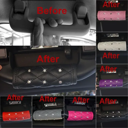 Miniatura 2 de Paquete de 4 fundas brillantes para manija de puerta de seguridad para automóviles, con cristales brillantes, almohadillas protectoras para manija