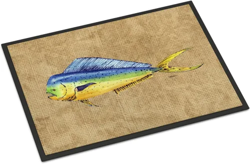 Caroline's Treasures 8810MAT Dolphin Mahi Mahi - Felpudo de 18 x 27 pulgadas, para interiores y exteriores, para entrada, antideslizante, lavable,