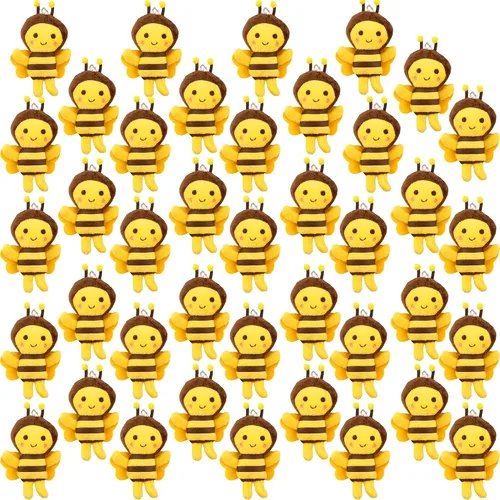 Paquete de 40 mini juguetes de animales de peluche de 5 pulgadas, lindo llavero de abeja de felpa suave realista para baby shower, vacaciones,