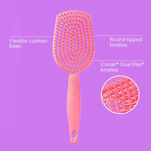 Miniatura 2 de Conair Cepillo desenredante para el cuidado del cuero cabelludo, cepillo para cabello rizado, masajeador de cuero cabelludo, cepillos para el Rosa