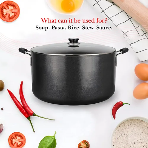 Miniatura 7 de Alpine Cuisine Olla de Caldo antiadherente de 35 cuartos de galón con tapa de vidrio templado y asas de transporte, utensilios de cocina multiusos