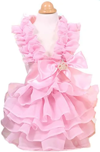 Moda Vestido de Princesa de Chifón para Perro Dulce Cachorro para Perro EXTRAL Pequeño y Perro Pequeño Rosa M