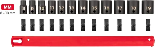 Miniatura 2 de TEKTON Juego de dados de impacto de 6 puntos poco profundos de 3/8 pulgadas con riel, 12 piezas (0.315-0.748 in) SID91102