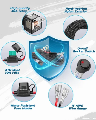 Miniatura 3 de Arnés de cableado de 1 conductor, barra de luz LED, kit de arnés de cableado con interruptor de roca para luces antiniebla LED, barra de luz LED