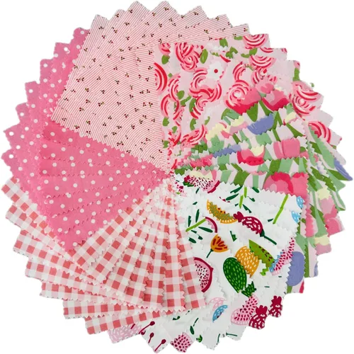 Miniatura 10 de DMFR - Paquetes de dijes verdes primaverales para acolchar de 5 pulgadas, 42 unidades, cuadrados de tela 100% algodón de 5 x 5, cuadrados
