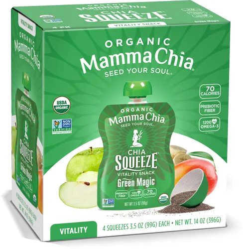Miniatura 12 de Mamma Chia Organic Vitality Squeeze Snack, fresa y banano, 24 bolsas de chía de 3.05 onzas. Orgánico USDA, sin OMG, vegano, sin gluten y Kosher.