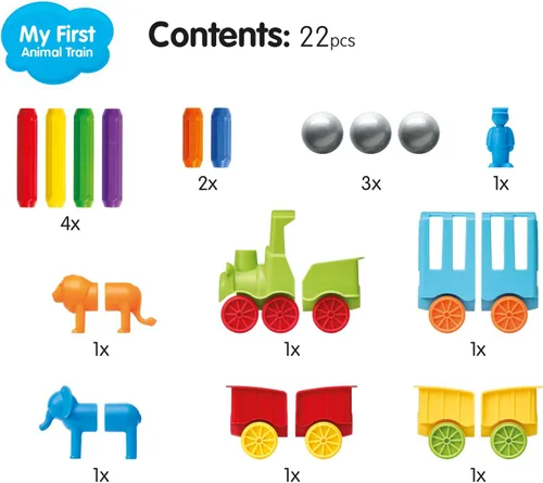 Miniatura 9 de SmartMax My First Animal Train STEM - Juego de descubrimiento magnético con tren móvil y animales suaves para edades de 1 a 5 años