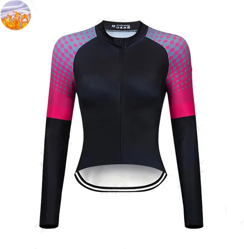 Miniatura 6 de Ciclismo Invierno Chaqueta Bicicletas Manga Larga Cálido Tops Mujer Al Aire Libre Polar Jersey MTB Road Bike Ropa Deportiva