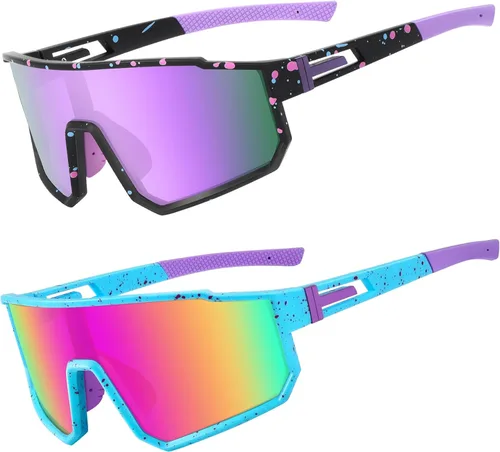 Miniatura 13 de Gafas de sol deportivas para niños, polarizadas, con protección UV400, para niños y niñas, para béisbol, softbol, ciclismo Lentes rojas con montura