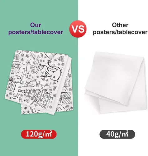 Miniatura 6 de OHOME Póster/mantel gigante de Navidad para colorear, manualidades de Navidad para niños, 30 x 72 pulgadas, pancarta de papel gigante para colorear