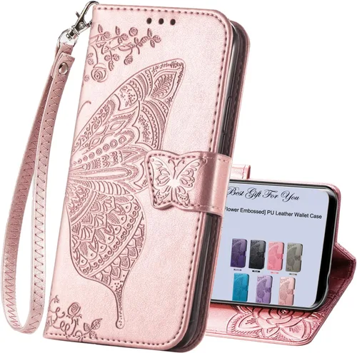 Miniatura 11 de Funda para teléfono Samsung Galaxy A15 5G, funda con tapa para mujer, tarjeteros de crédito en relieve mariposa flor de cuero PU correa de muñeca