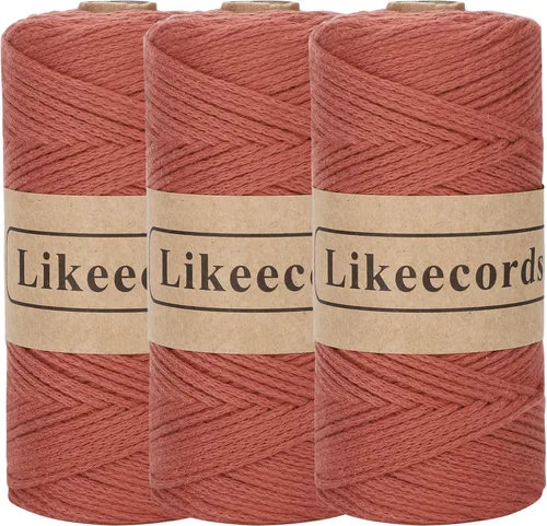 Miniatura 23 de Likeecords Cuerda de algodón 100% hilo de ganchillo de 0.079 pulgadas, cuerda trenzada de macramé, cuerda de macramé, hilo de ganchillo para regalo