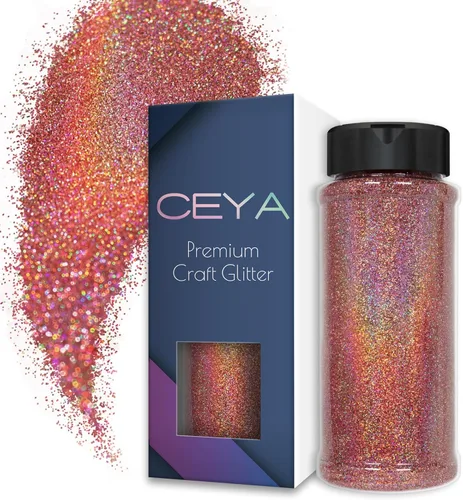 Miniatura 26 de Ceya 110g/ 3.8oz Polvo de Purpurina Holográfica Ultra Fina Láser Verde 1/128” 0.008” 0.2mm para Slime, Resina Epoxy, Manualidades, Vaso, Joyería