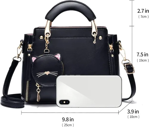 Miniatura 3 de XIAOYU Monederos y bolsos de moda para mujer, de cuero, con asa superior, bolsos de hombro pequeños