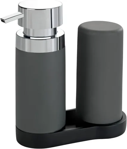 Miniatura 10 de WENKO Estación dispensadora de jabón para platos para fregadero de cocina, botella exprimible para lavar líquidos y jabón de manos, botellas Blanco