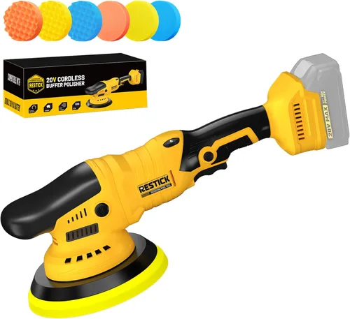 Pulidor de búfer inalámbrico compatible con batería Dewalt de 20 V, 7500 rpm, doble acción, 6 velocidades variables, 6 pulgadas, pulidora orbital de