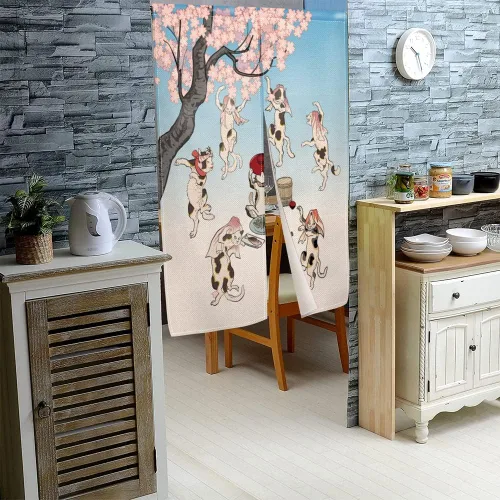 Miniatura 4 de Leowefowa Noren - Cortina japonesa para puerta, cortina de puerta de estilo japonés, para tratamiento de ventana, tapiz de poliéster para decoración