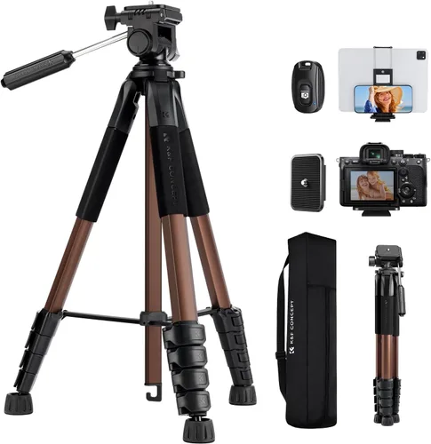 Miniatura 12 de K&F CONCEPT Trípode para cámara, 75 pulgadas, ligero, portátil, para viajes al aire libre, trípodes DSLR para cámara, teléfono, grabación de video