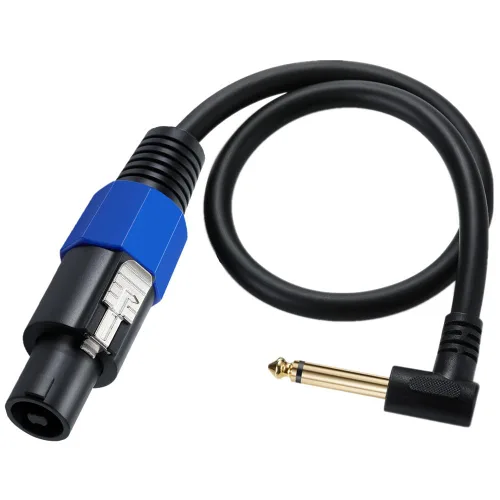 Cable Speakon a 1/4 mono altavoz - 19.7 in/0.5FT TD Speakon a 1/4 TS adaptador de ángulo recto para altavoces DJ/PA Speakon macho a 1/4 macho en