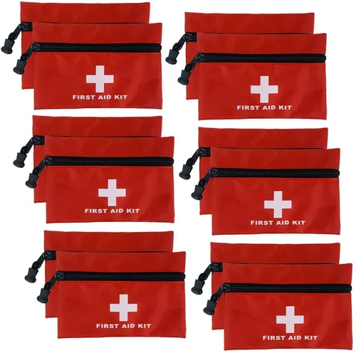 Paquete de 12 mini botiquines de primeros auxilios, bolsas vacías pequeñas de 6.3 x 4.3 pulgadas, bolsas de primeros auxilios con cremallera para el