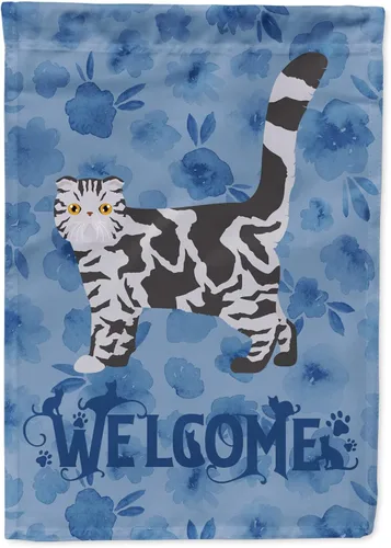 Miniatura 269 de Caroline's Treasures CK4813CHF - Bandera de bienvenida con gato abisinio azul, manga grande, para porche, para colgar en la pared, poliéster