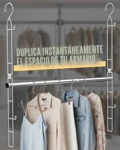 Miniatura 2 de Supforce Barra colgante de acero inoxidable, paquete de 2 extensores de barra de armario ajustables de altura y ancho, organizador de almacenamiento