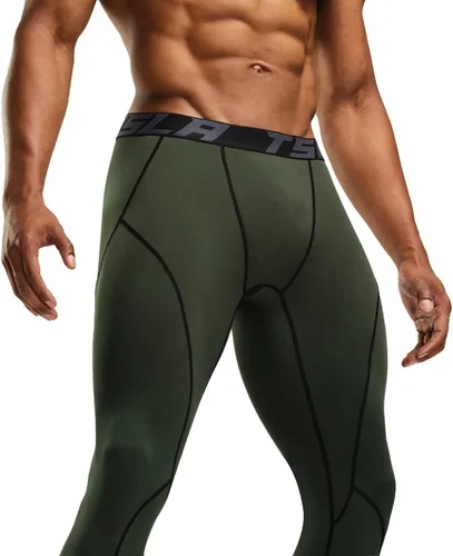Miniatura 6 de TSLA - Paquete de 1 o 2 pantalones térmicos de compresión para hombre, leggings deportivos y mallas para correr, pantalones para usar como primera