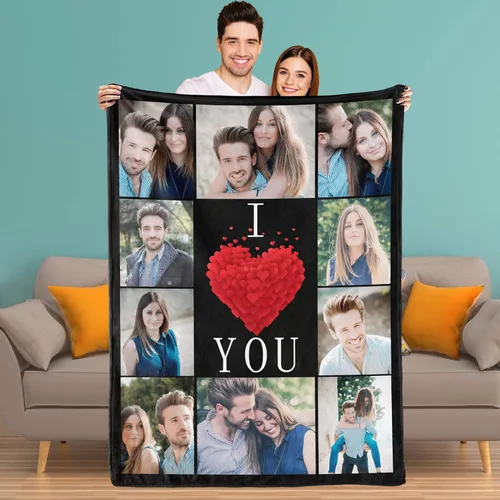 Miniatura 13 de Youltar Manta personalizada con fotos de texto, mantas personalizadas con imágenes para novia, parejas, marido, esposa, boda, utilizada como regalo