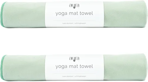 Miniatura 11 de S&T INC. Toalla de esterilla de yoga, toalla de secado rápido, suave y absorbente para gimnasio, pilates y esterilla de yoga caliente, paquete de 2