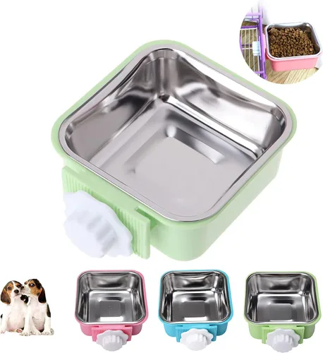 Miniatura 15 de Love Dream Cuencos colgantes para perros y gatos, comedero de agua para alimentos y alimentos con cuencos extraíbles de acero inoxidable y soporte