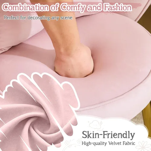 Miniatura 4 de VINGLI Silla de Maquillaje de Pétalo con Respaldo, Silla de Escritorio Linda para Niñas Sin Ruedas, Silla de Comedor Moderna, Pequeña Silla