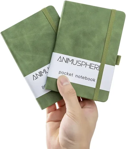 Miniatura 14 de 2Pack Cuaderno de Bolsillo Pequeño Cuaderno Diario 4 pulgadas x 5.7 pulgadas 200 Páginas Cubierta de Cuero Con Porta Lápiz Marcador de Páginas Negro