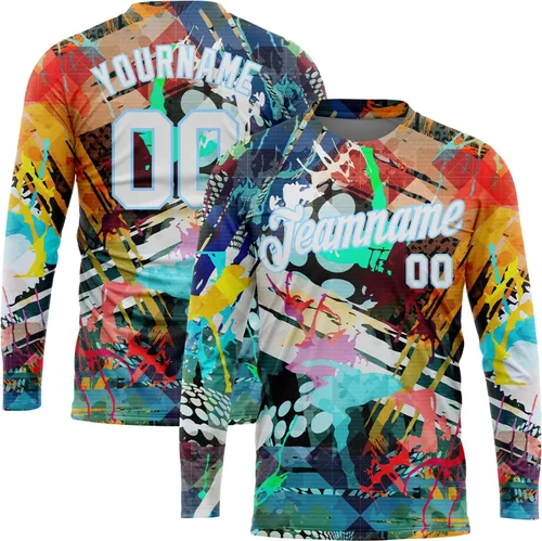 Miniatura 34 de Camisetas de manga larga para hombre, diseño de hip hop, estampado gráfico, informal, manga larga, graffiti, teñido anudado, camiseta