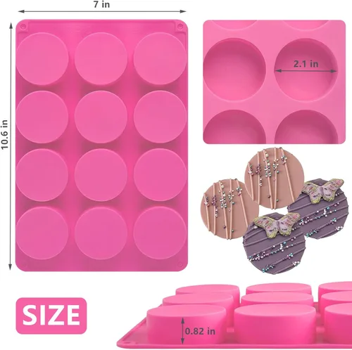Miniatura 3 de Moldes de silicona para galletas de chocolate redondas, moldes de chocolate cilíndricos de 12 cavidades de SAGOOITS para oreo cubierto, galletas