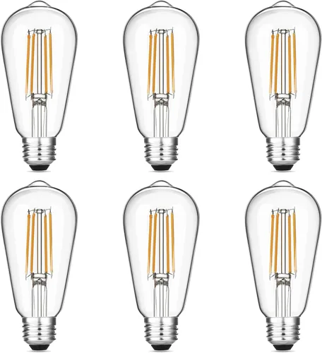 Gozelux - Bombillas LED Edison vintage, 6 W, equivalentes a 60 W de bombillas incandescentes, luz blanca cálida 2700 K, bombillas de filamento LED