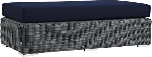 Miniatura 8 de Modway Summon - Otomana cuadrada de mimbre para patio al aire libre, color gris