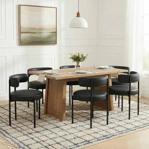 Miniatura 17 de Juego de 2 sillas de comedor Boucle, sillas de comedor beige con asiento tapizado y respaldo redondo, sillas de cocina modernas de mediados de siglo