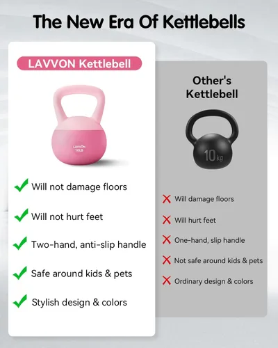 Miniatura 3 de Soft Kettlebell - Cushioned Impact-Resistant Base and Anti-Slip, Kettle bell Anti-Slip Grip Weight for Home Workouts, Safe Strength Training Rosa
