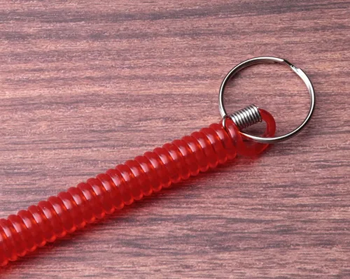 Miniatura 8 de sowaka 3 unids espiral retráctil bobina de resorte llavero con llavero Metal langosta cierre cordón herramienta alambre seguridad Negro