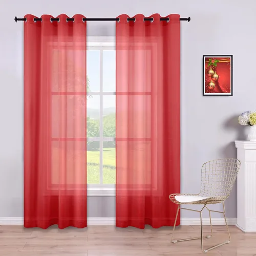 Miniatura 30 de KOUFALL Cortinas traslúcidas de 120 pulgadas de 2 paneles con ojales, juego extra largo de 10 pies de largo, cortinas altas para ventana grande, 52