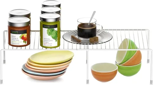 Miniatura 6 de Organizador de armario de cocina y estantes de almacenamiento, estante organizador expandible para congelador con patas resistentes a los arañazos
